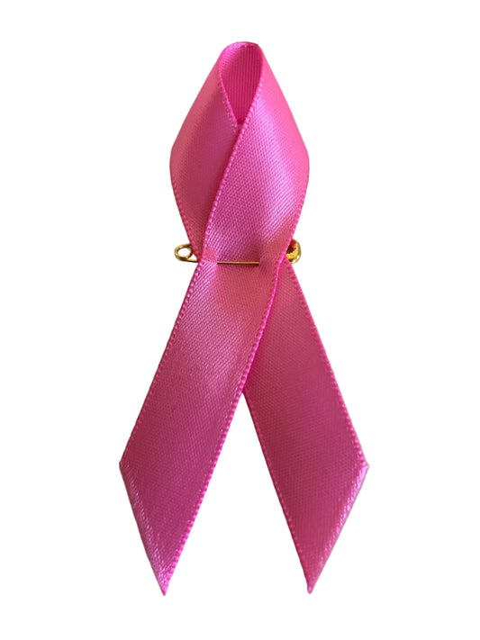 P107 Pink Ribbon with pin 76mm H, 66 mm W