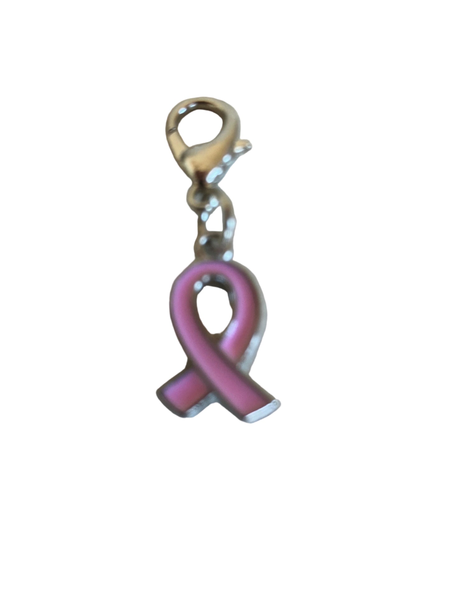 P109 Pink Ribbon keychain lobster clasp 34 mm long