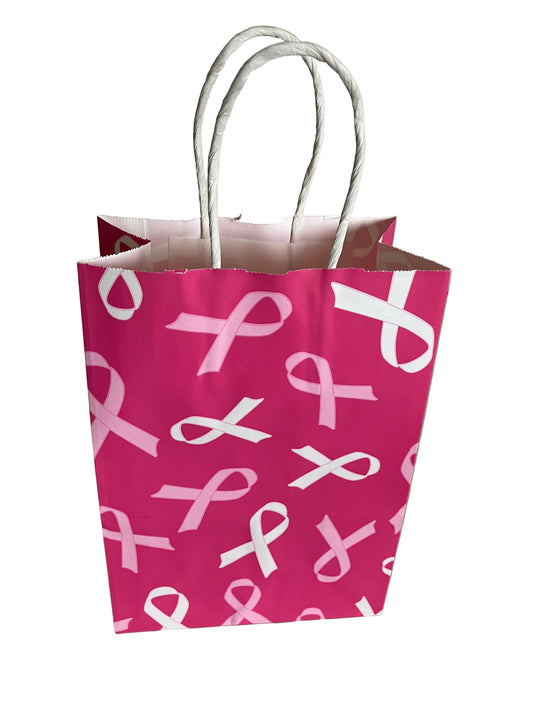 P106 Pink Ribbon gift bags 205mm H, 150mm W, 80mm deep